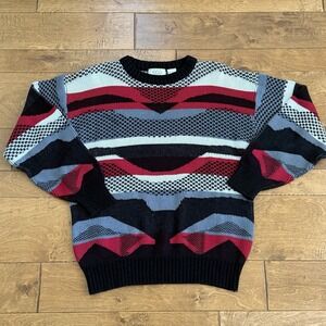 Vintage 80s Coogi Style Sweater Men's Sears Size Large Acrylic Funky VTG Retro